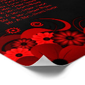 Poster Floral Noir & Rouge 9 Tables Mariages Cartes de si (Coin)