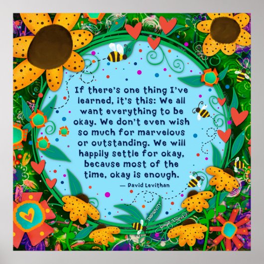 Poster Floral OK est assez Citer Inspirationnel (Devant)