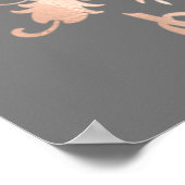 Poster Floral or rose sur l'affiche Mariage gris (Coin)