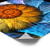 Poster Floral Orange Bleu Jaune Art Abstrait (Coin)