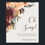 Poster Floral Orange Bourgogne | Hashtag Beige Oh Snap<br><div class="desc">Cette orangée bordeaux | Beige oh snap hashtag poster est parfait pour votre mariage rustique boho blush, vert foncé et or jardin. Le design comprend une couronne ou un bouquet de pêche minimaliste à l'aquarelle, des fleurs rose, violettes et roses claires poussiéreuses, ainsi que des fleurs en cuivre, à feuillage...</div>