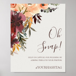 Poster Floral Orange Bourgogne   Hashtag Beige Oh Snap