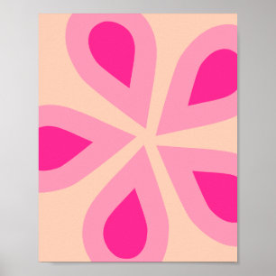 Poster Floral Orange Et Rose