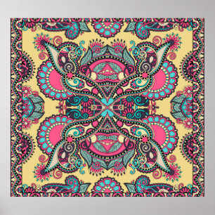 Poster Floral Paisley Bandanna : Ornement traditionnel