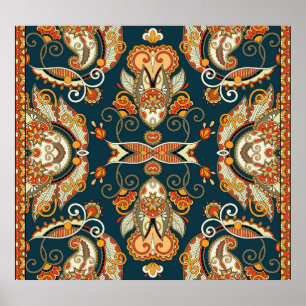 Poster Floral Paisley Bandanna : Ornement traditionnel