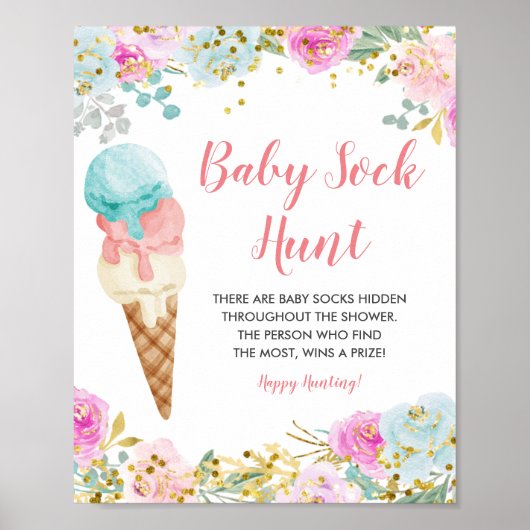 Poster Floral Pastel glace Baby Sock Chasse Jeu (Devant)