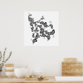 Poster floral Peacock Motif personnalisé (Cuisine)