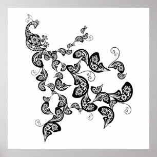 Poster floral Peacock Motif personnalisé