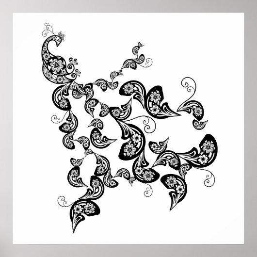 Poster floral Peacock Motif personnalisé (Devant)