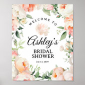 Poster Floral Peony Bridal Shower Welcome Sign (Devant)