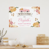 Poster Floral Petit CITROUILLE Baby shower de fille Bienv (Cuisine)