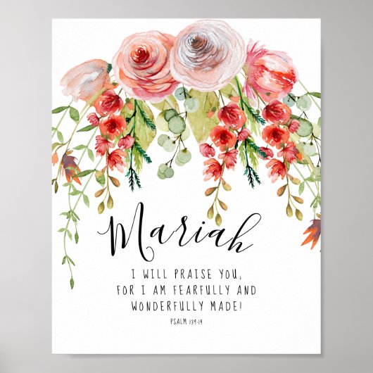 Poster Floral Peur et merveilleusement fait Psaume (Devant)