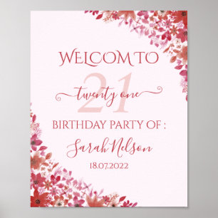 Poster Floral Pink 21e anniversaire