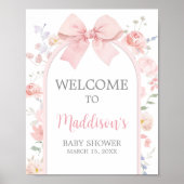 Poster Floral Pink Bow Baby dans l'Affiche de bienvenue d (Devant)