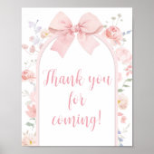 Poster Floral Pink Bow Baby in Bloom Merci pour venir (Devant)