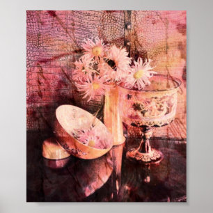 Poster Floral Pink Grunge