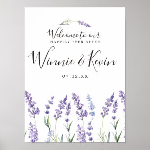 Poster Floral pourpre, Mariage lavande