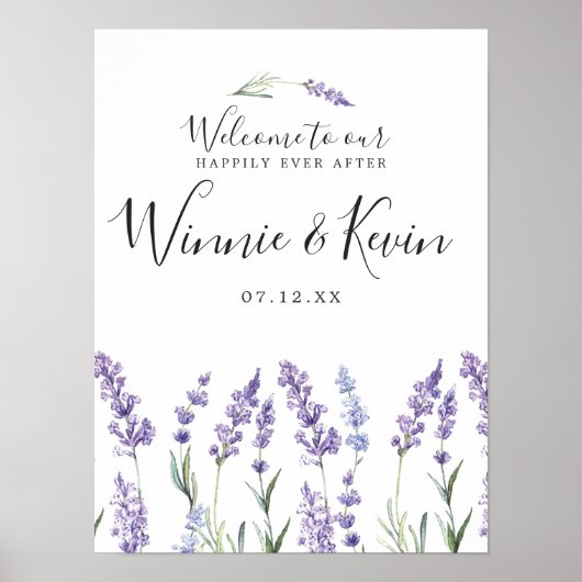 Poster Floral pourpre, Mariage lavande (Devant)