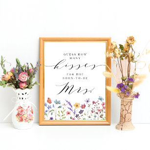 Poster Floral Printemps Été Baisers Fête des mariées Jeu