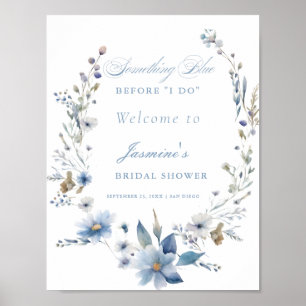 Poster Floral Quelque chose de bleu avant de faire Fête d