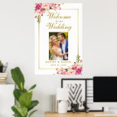 Poster Floral Rose Blush Gold Mariage Welcome Photo (Bureau à domicile)