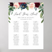 Poster Floral Rose Bourgogne Trouvez Votre Siège Carte (Devant)