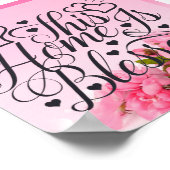 Poster Floral Rose - Cette Maison Est Bénie (Coin)