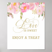 Poster Floral Rose Gold Calligraphie L'amour est doux (Devant)