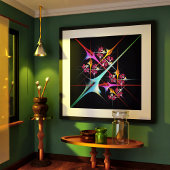 Poster Floral rose moderne Art Abstrait Couleur Motif #01