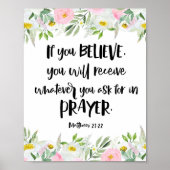 Poster Floral rose moderne Matthew verset de la Bible (Devant)