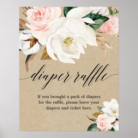 Poster Floral rose rousse rustique Diaper signe de tombol (Devant)