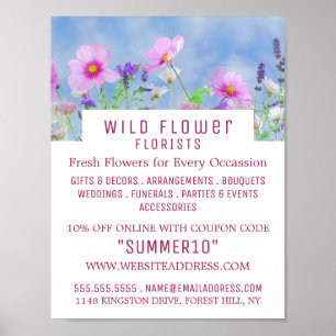Poster Floral rose sauvage, fleuriste Publicité