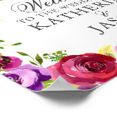 Poster Floral rose vif Mariage Fuchsia (Coin)