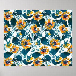 Poster Floral sans couture motif, arrière - plan Art nouv