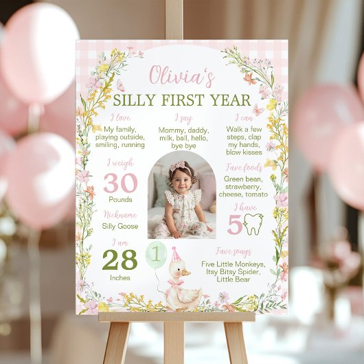 Poster Floral Silly Goose First Year Photo Milestone