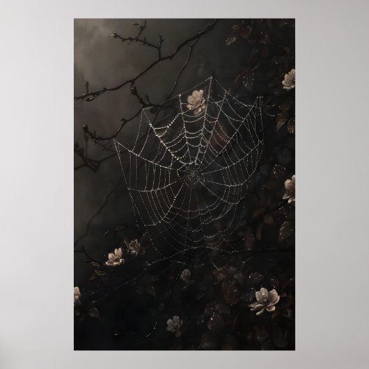 Poster Floral Spider Web Print, Dark Academia Gothic (Devant)