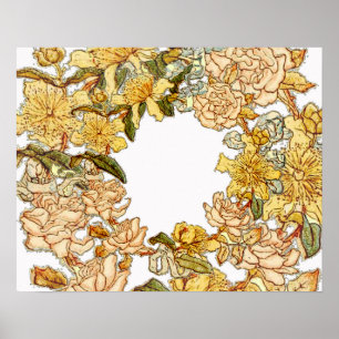 Poster Floral Spring Fleur de couronne rose Fleurs Art