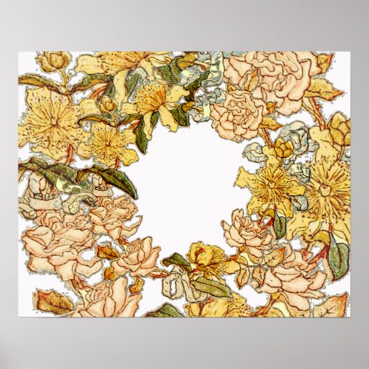 Poster Floral Spring Fleur de couronne rose Fleurs Art (Devant)