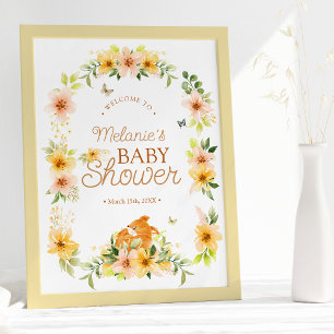 Poster Floral Storybook Fox Baby shower Bienvenue