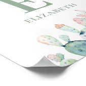 Poster Floral succulents bébé monogramme. Pépinière de Ca (Coin)