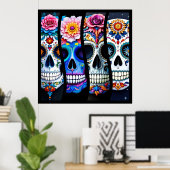 Poster Floral Sugar Skull  (Bureau à domicile)