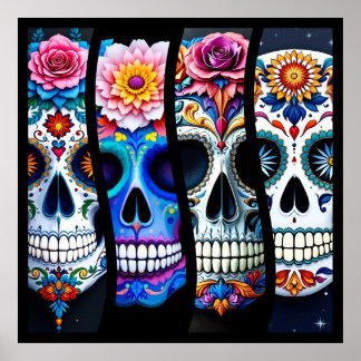 Poster Floral Sugar Skull 