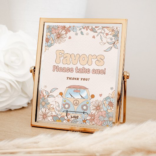 Poster Floral Super Retro Hippie Party Faveurs