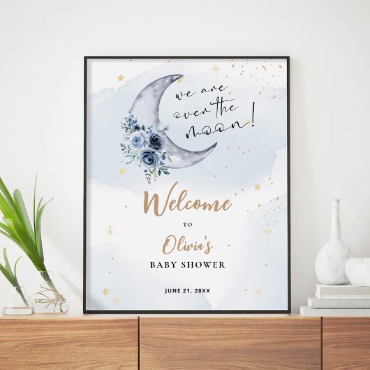 Poster Floral Sur La Lune Bienvenue