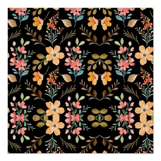 Poster Floral Surface Motif - Mode Aquarelle Ressort (Devant)