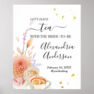 Poster Floral Tea Bridal Shower Welcome Sign