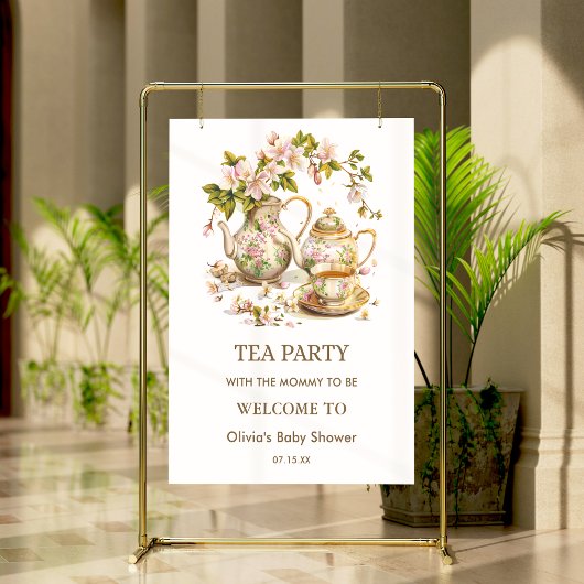 Poster Floral Tea Party Time for Tea Baby Shower Welcome