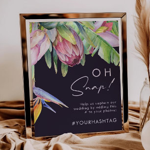 Poster Floral tropical coloré Hashtag Purple Oh Snap