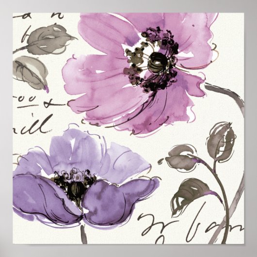 Poster Floral Valse Plum Aquarelle Fleurs (Devant)
