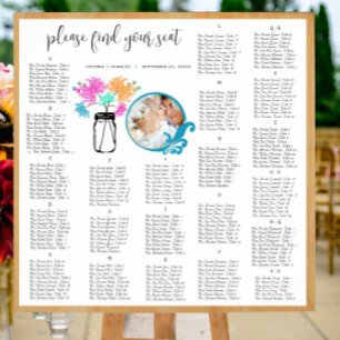 Poster Floral Vintage Boho Mason Jar Arrière - plan blanc